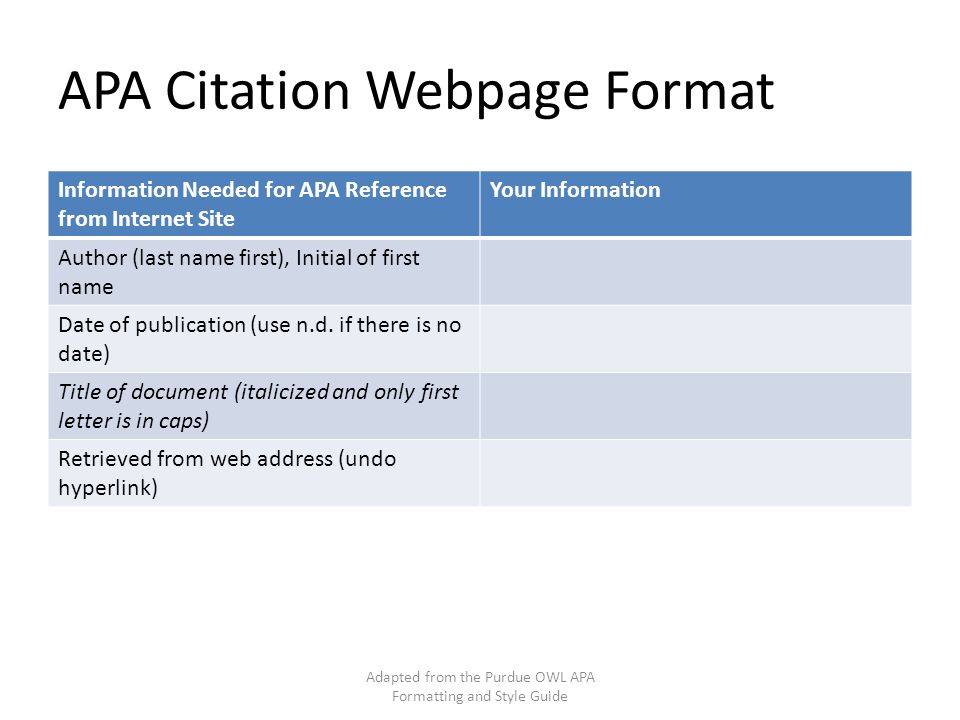 Apa Formatting And Style Guide Adapted From The Purdue Owl Apa Formatting And Style Guide Ppt Download