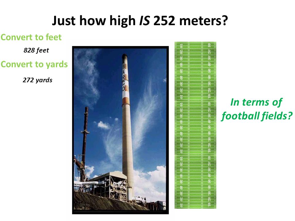 Just How High Is 252 Meters Convert To Feet 828 Feet Convert To Yards 272 Yards In Terms Of Football Fields Ppt Download
