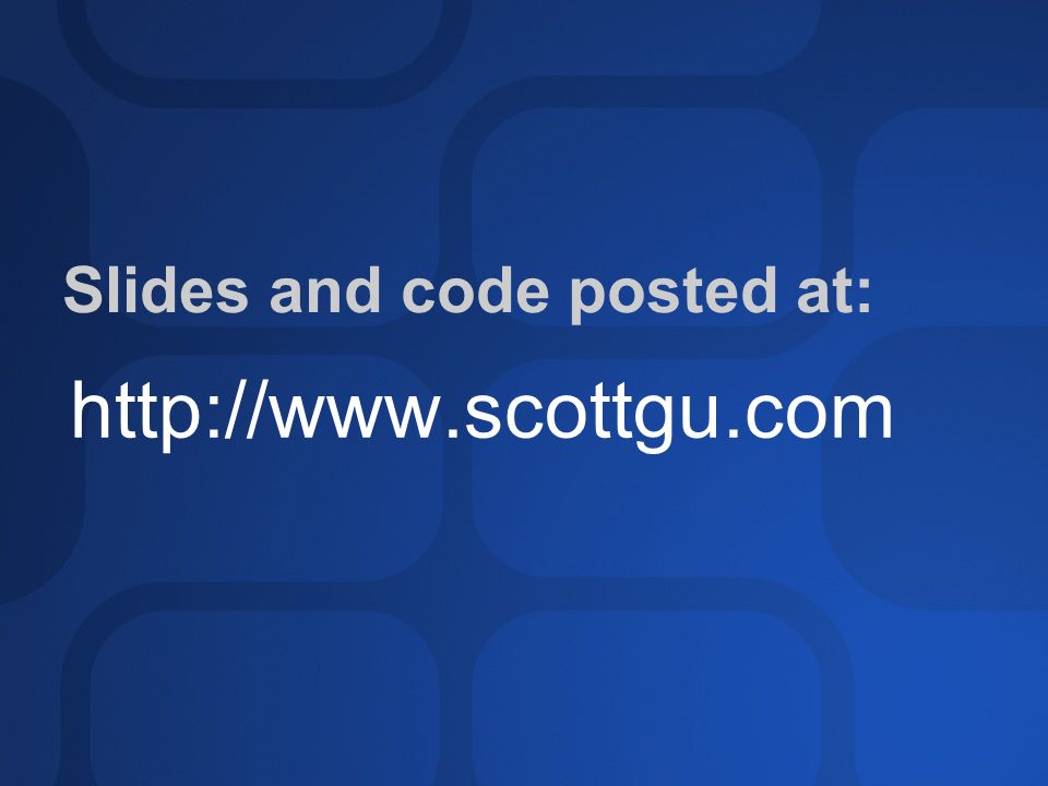Slides and code posted at: