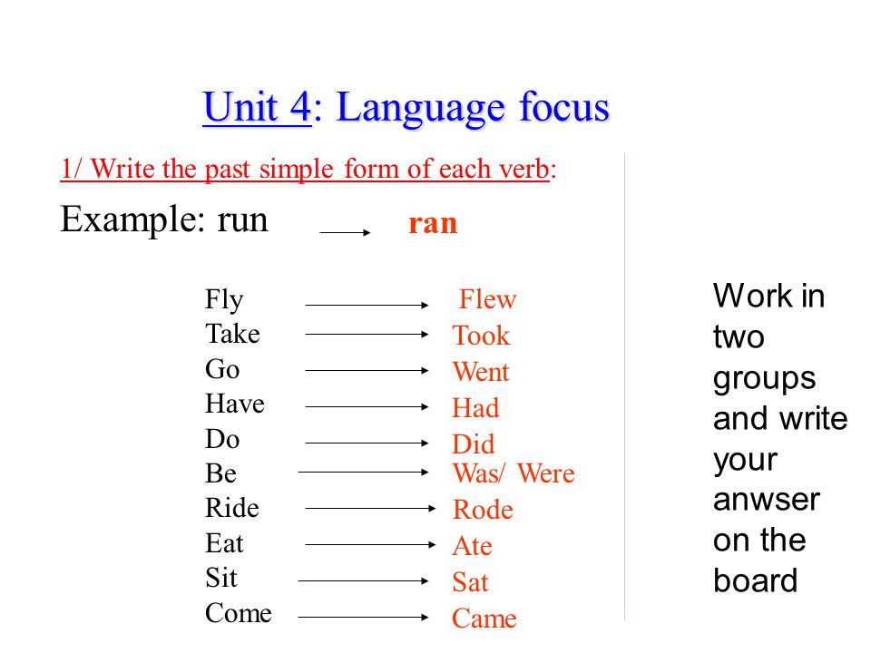 HOW TO FORM, SAY AND USE THE PAST SIMPLE