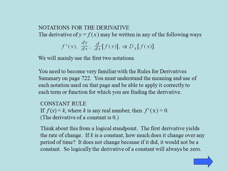Calculating The Derivative Notations For The Derivative The Derivative Of Y F X May Be Written In Any Of The Following Ways You Need To Become Ppt Download