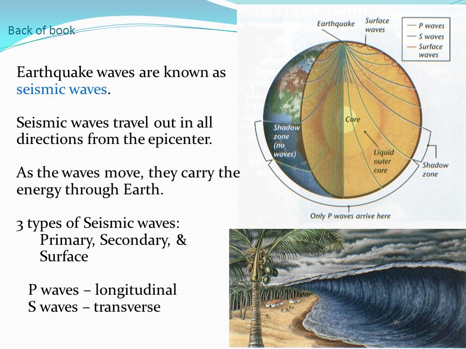 Back of book Earthquake waves are known as seismic waves.