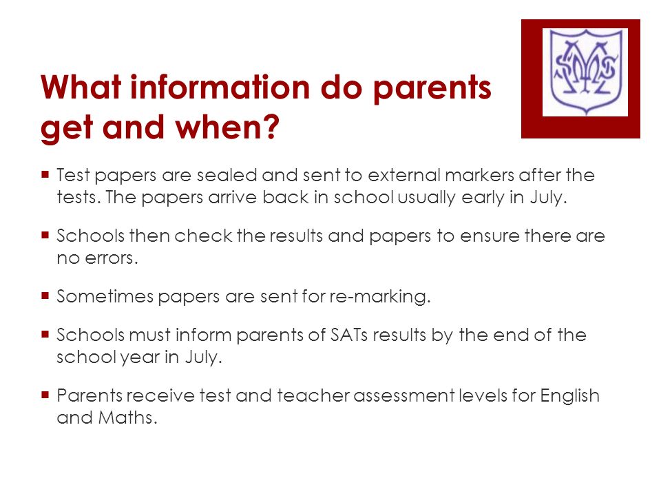 What information do parents get and when.