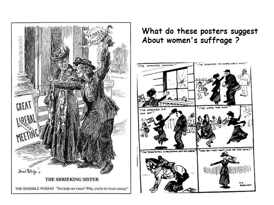 What do these posters suggest About women s suffrage