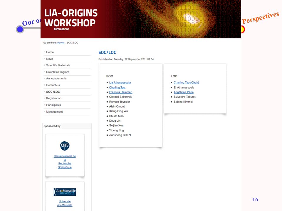 The LIA ORIGINS Mutual Interests Collaborations Perspectives Our origins 16 Perspectives