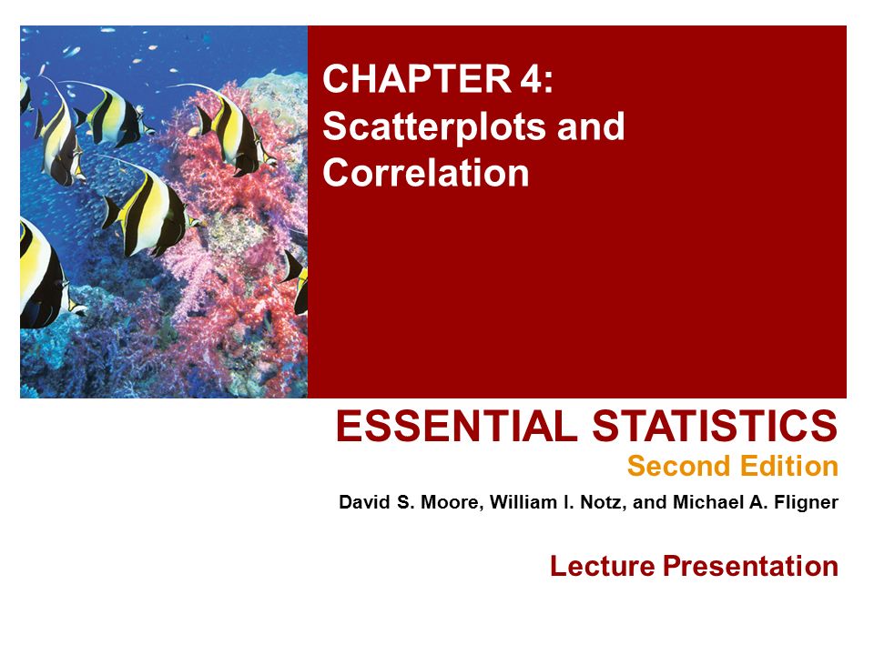 CHAPTER 4: Scatterplots and Correlation ESSENTIAL STATISTICS Second Edition David S.