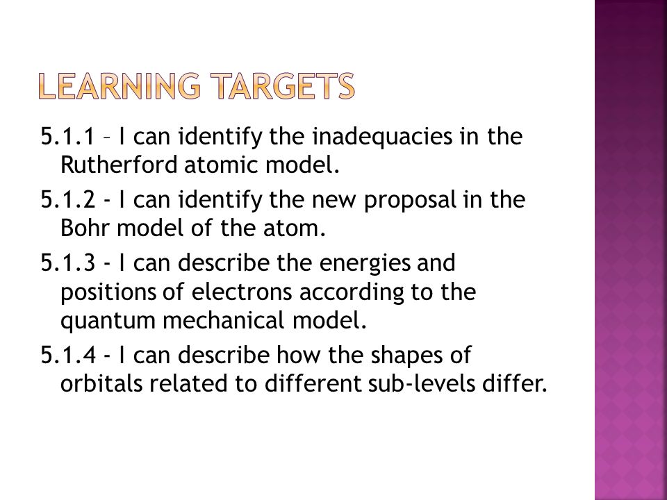 5.1.1 – I can identify the inadequacies in the Rutherford atomic model.