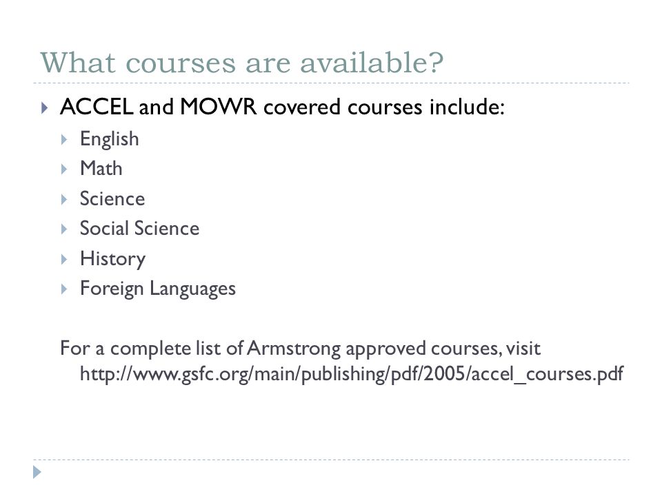 What courses are available.