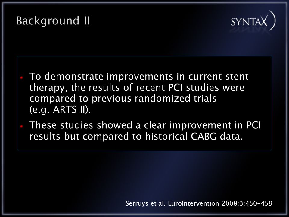 To demonstrate improvements in current stent therapy, the results of recent PCI studies were compared to previous randomized trials (e.g.