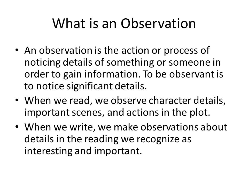 Observation Qualitative Observation