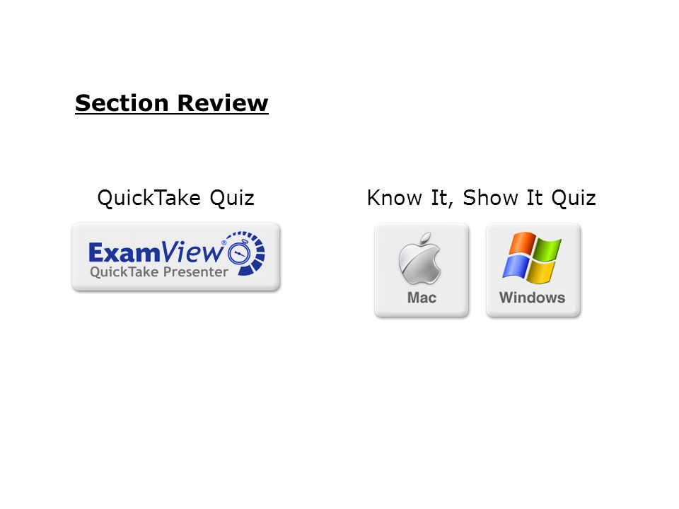Section Review Know It, Show It QuizQuickTake Quiz
