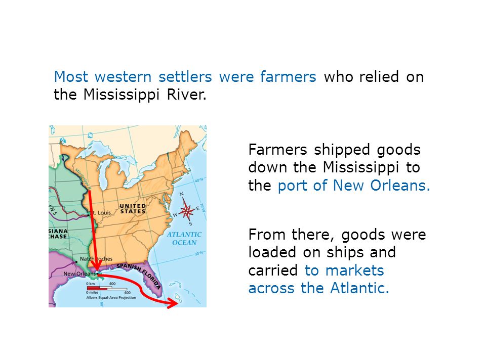Farmers shipped goods down the Mississippi to the port of New Orleans.