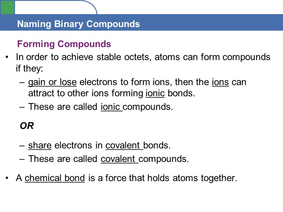 Forming Compounds