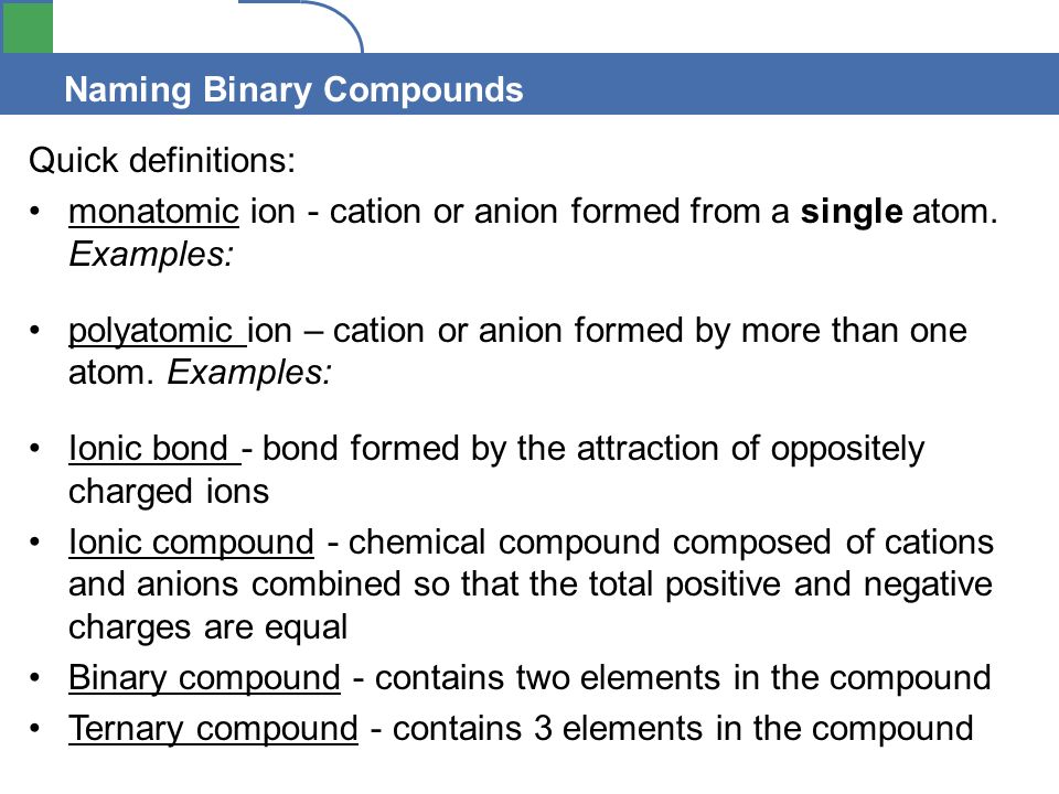 Binary Compound Definition, List & Examples - Video & Lesson Transcript