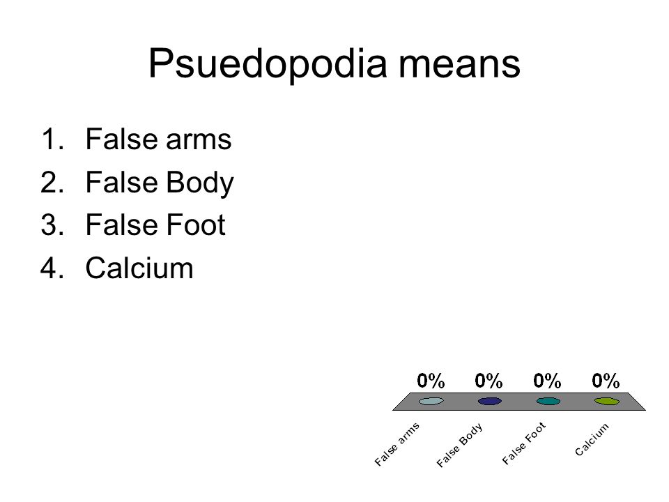 Psuedopodia means 1.False arms 2.False Body 3.False Foot 4.Calcium