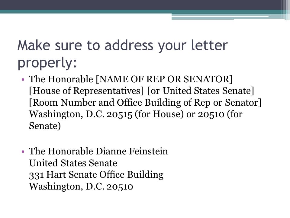How to write a member of Congress Barbara Boxer Dianne Feinstein How to write a member of Congress Barbara Boxer Dianne Feinstein