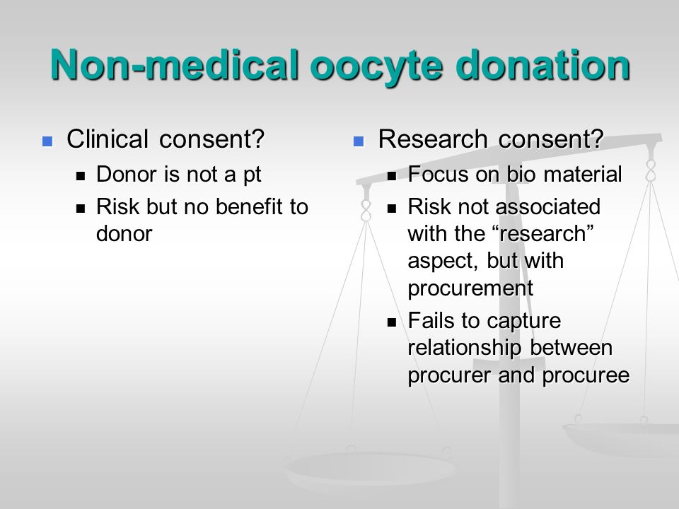 Non-medical oocyte donation Clinical consent. Clinical consent.