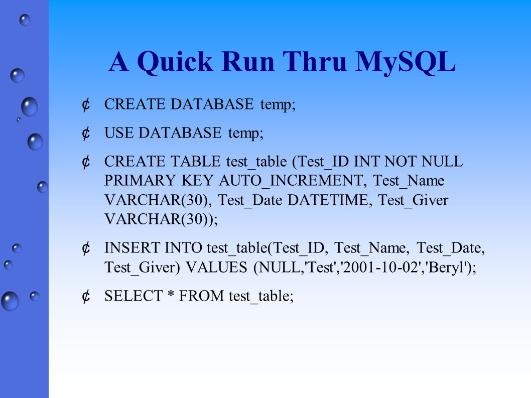 Introduction To Mysql Mysql Overview By Ray Williams Cs 320