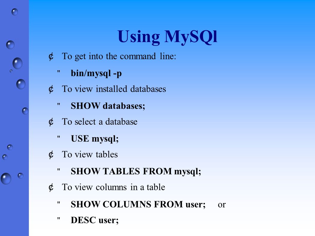 Introduction To Mysql Mysql Overview By Ray Williams Cs 320