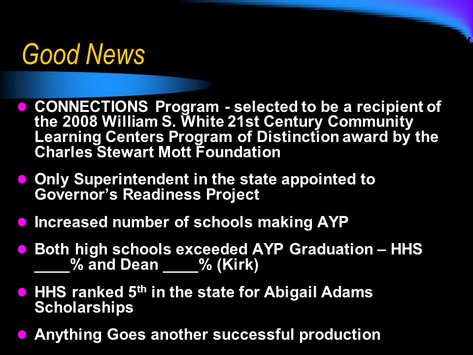 Good News CONNECTIONS Program - selected to be a recipient of the 2008 William S.