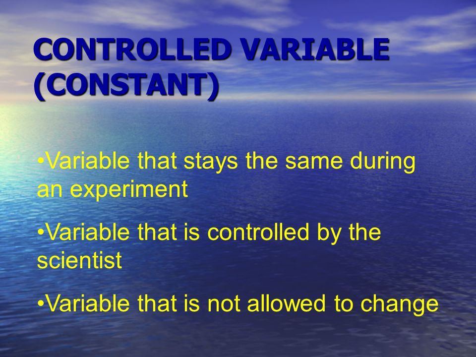 DEPENDENT VARIABLE The factor that is being measured in an experiment The variable that is measured by scientists The variable that may change because of the independent variable
