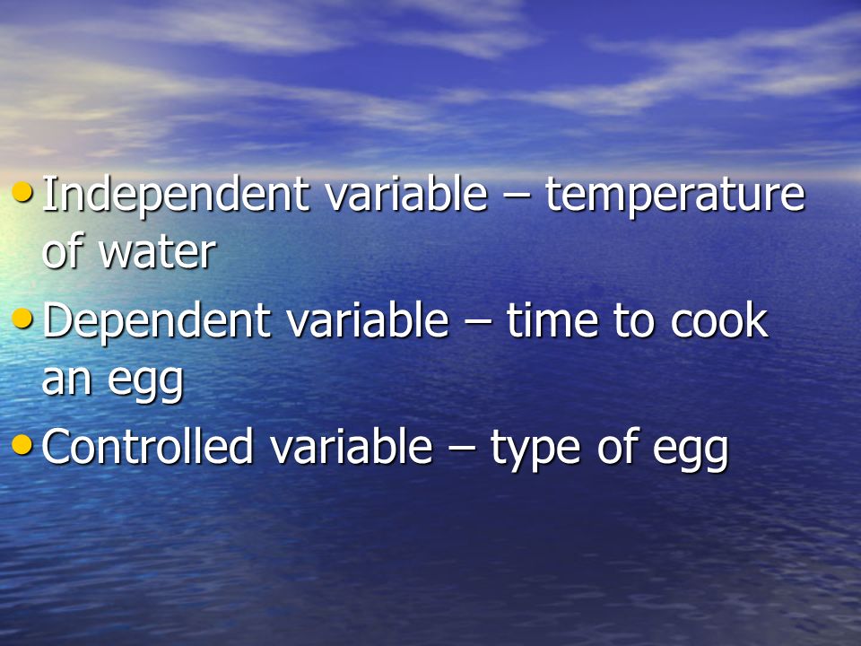 The higher the temperature of water, the faster an egg will boil.