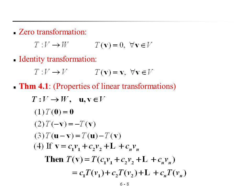 Chapter 4 Linear Transformations 4 1 Introduction To Linear Transformations 4 2 The Kernel And Range Of A Linear Transformation 4 3 Matrices For Linear Ppt Download