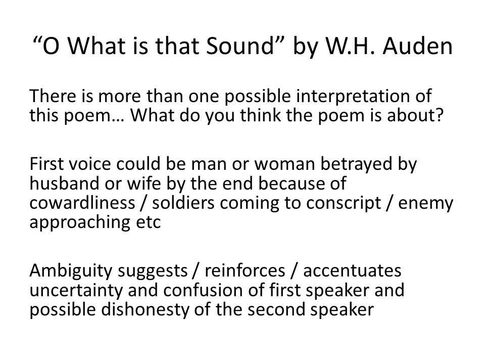 Poetry Revision The Drum And O What Is That Sound Ppt O What Is That Sound By W H