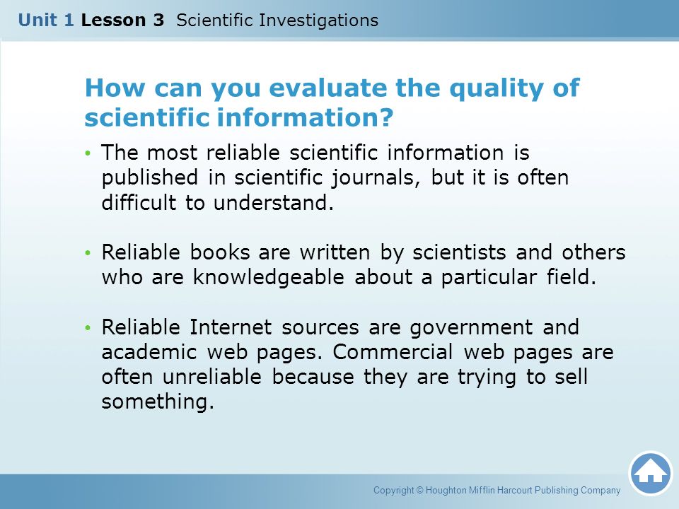 How can you evaluate the quality of scientific information.