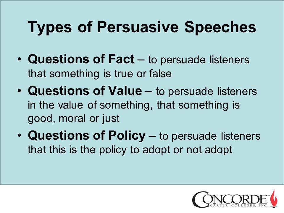 persuasive speeches on questions of fact