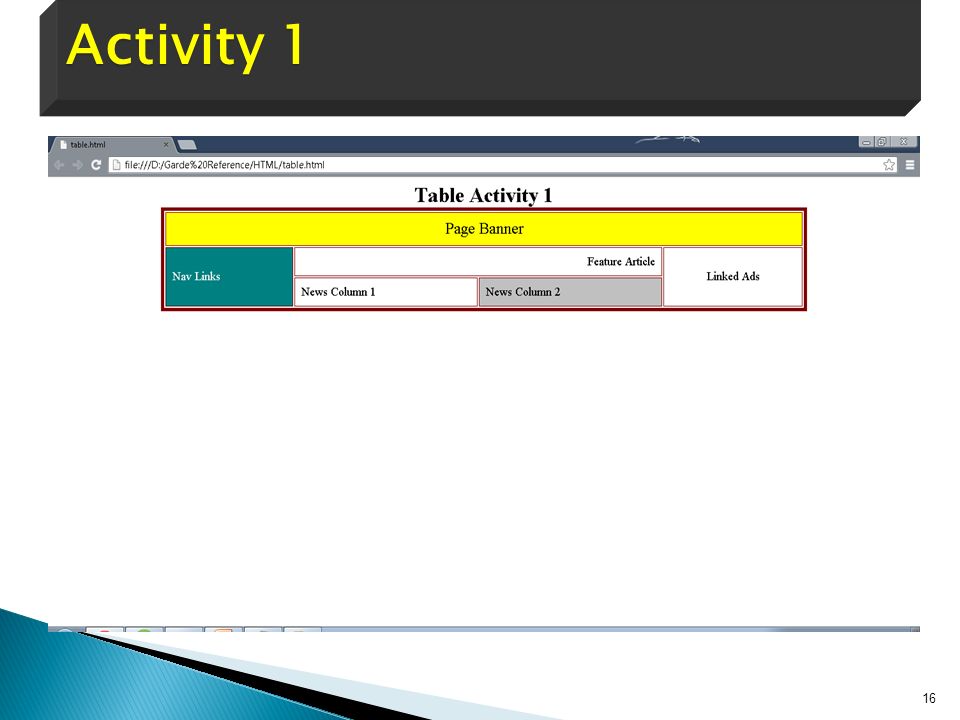 TABLES 1. In this chapter you will learn that tables have many uses in ...