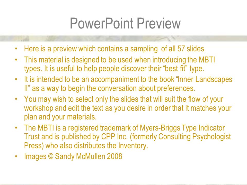 MBTI Type Presentation--Introduction