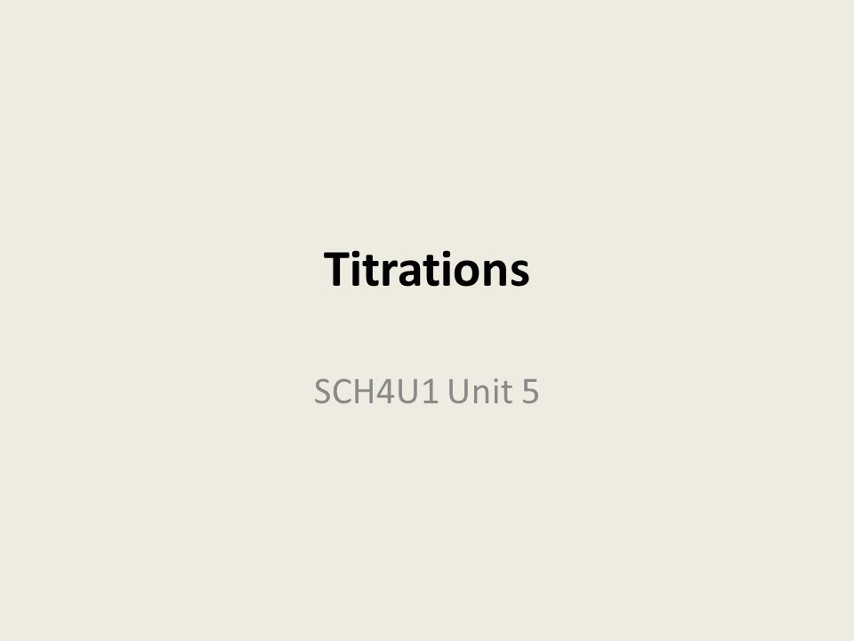 Titrations SCH4U1 Unit 5