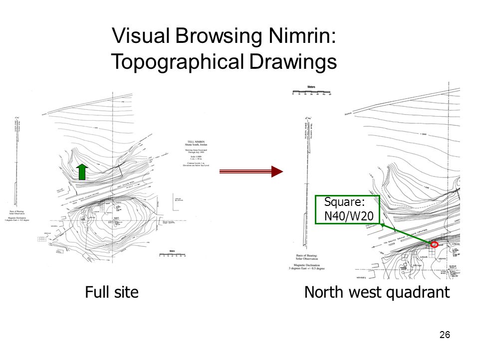 26 Visual Browsing Nimrin: Topographical Drawings Full siteNorth west quadrant Square: N40/W20