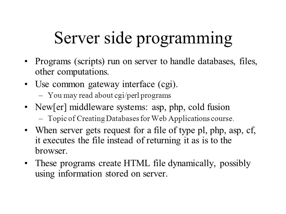 Creating Documents How the works Client / Server Protocols