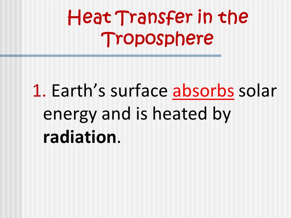 Heat Transfer in the Troposphere 1.