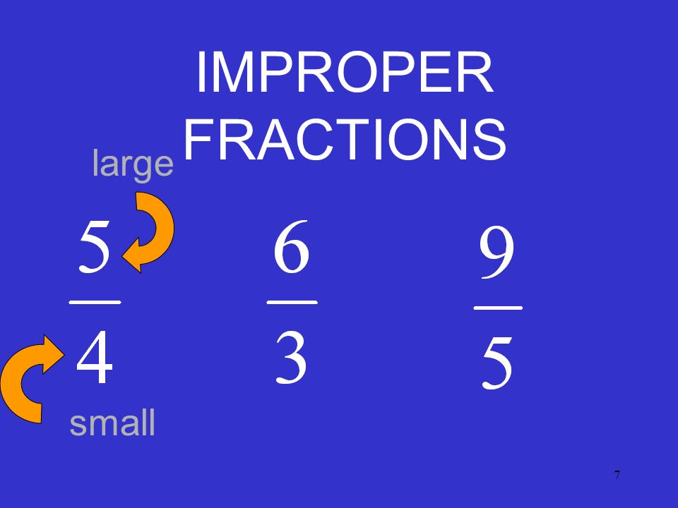 7 IMPROPER FRACTIONS small large