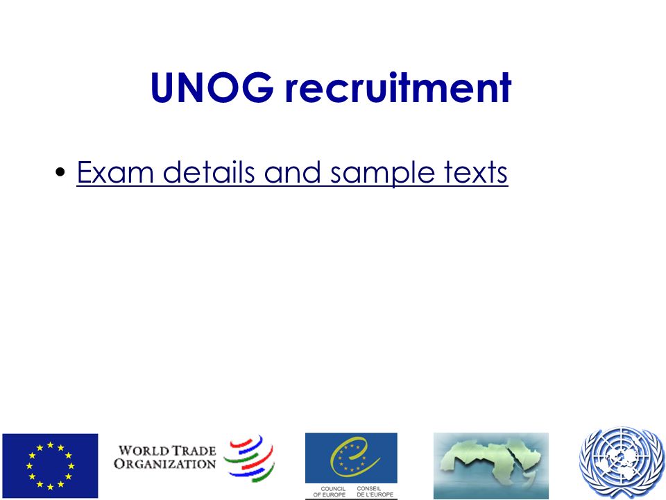 UNOG recruitment Exam details and sample texts