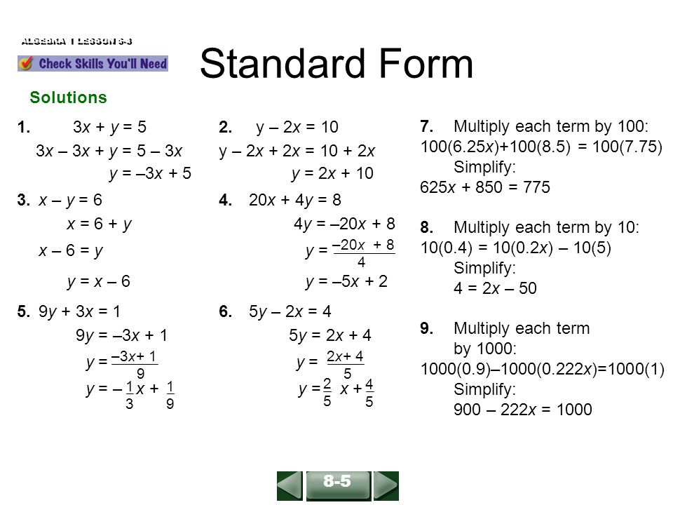 Solve Each Equation For Y 1 3x Y 52 Y 2x X Y X 4y 85 9y 3x 16 5y 2x 4 Clear Each Equation Of Decimals X Ppt Download