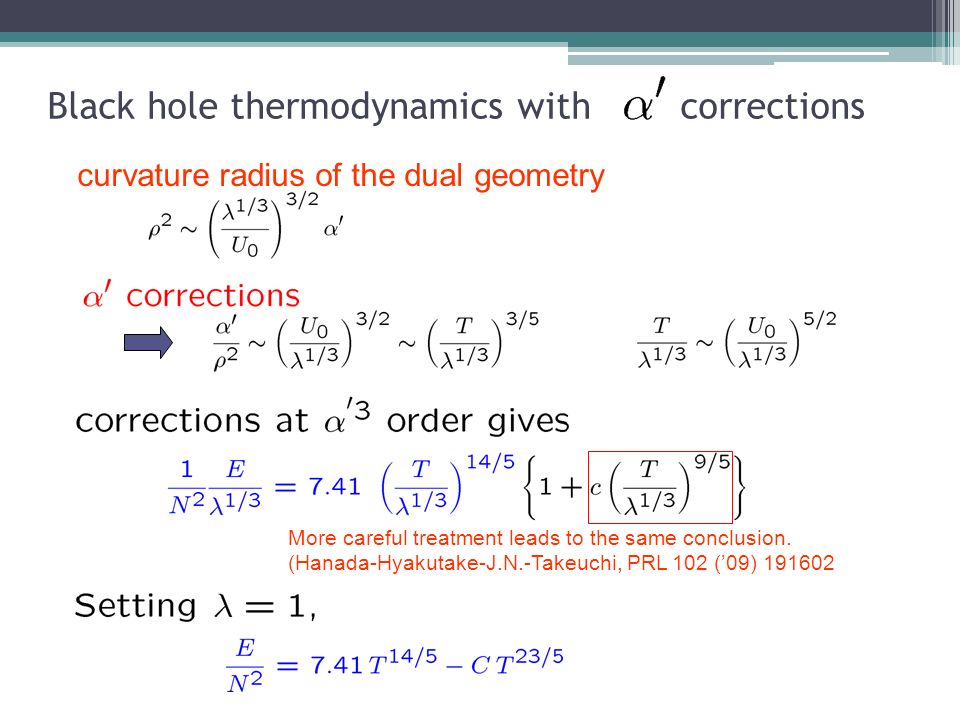Black hole thermodynamics with corrections curvature radius of the dual geometry More careful treatment leads to the same conclusion.