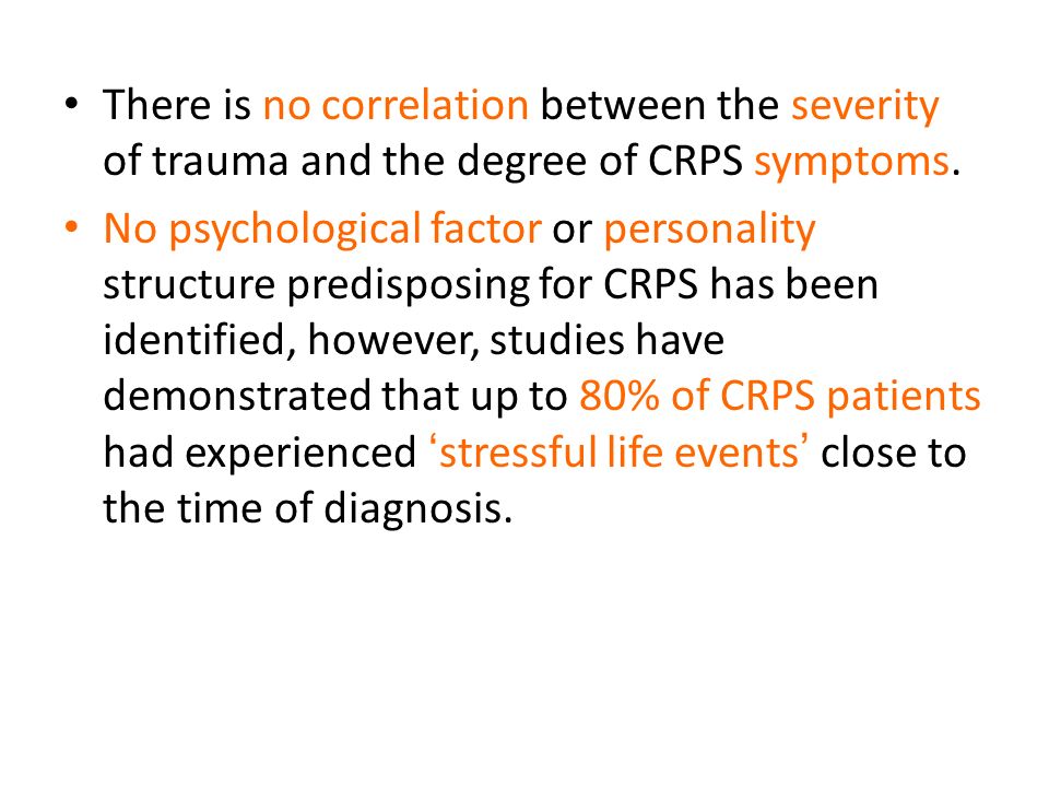 There is no correlation between the severity of trauma and the degree of CRPS symptoms.