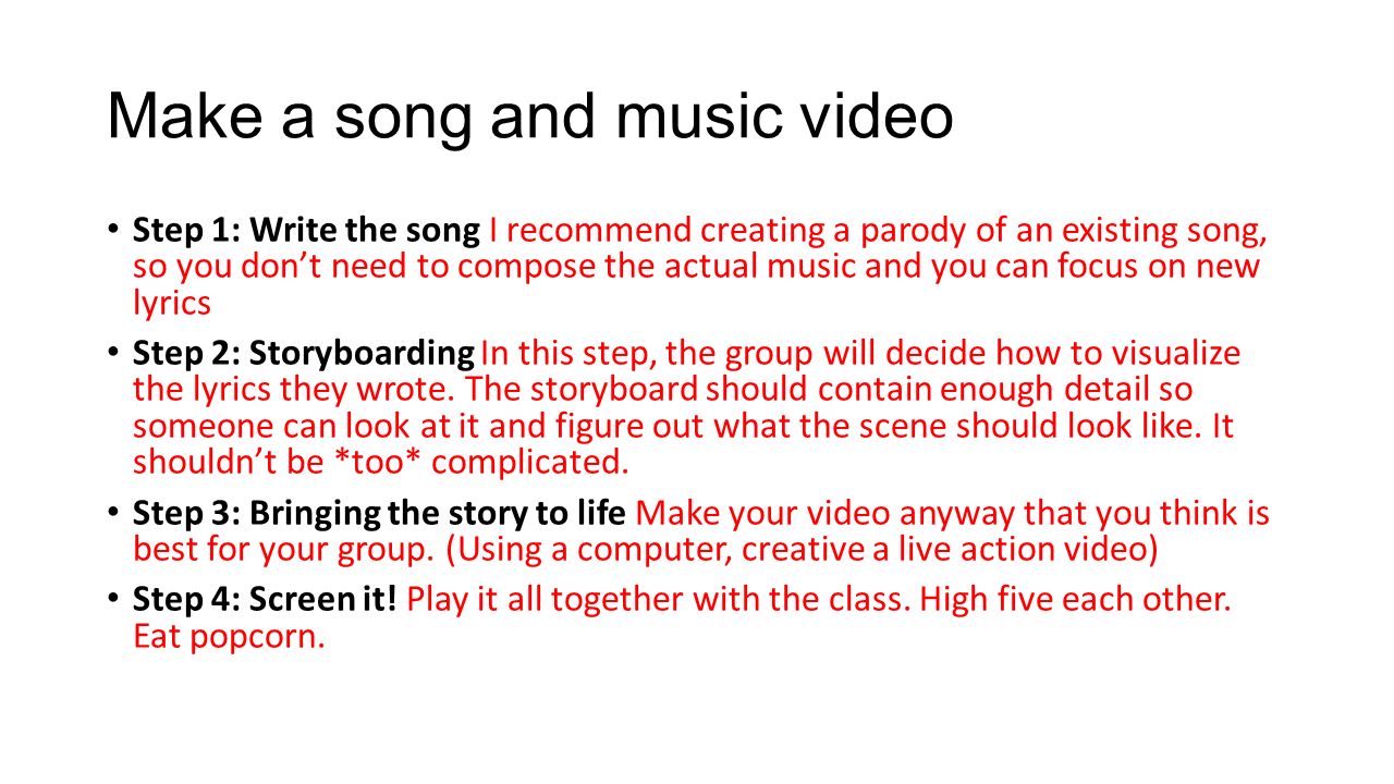 SL/HL BioChem Project. Make a song and music video Step 26: Write