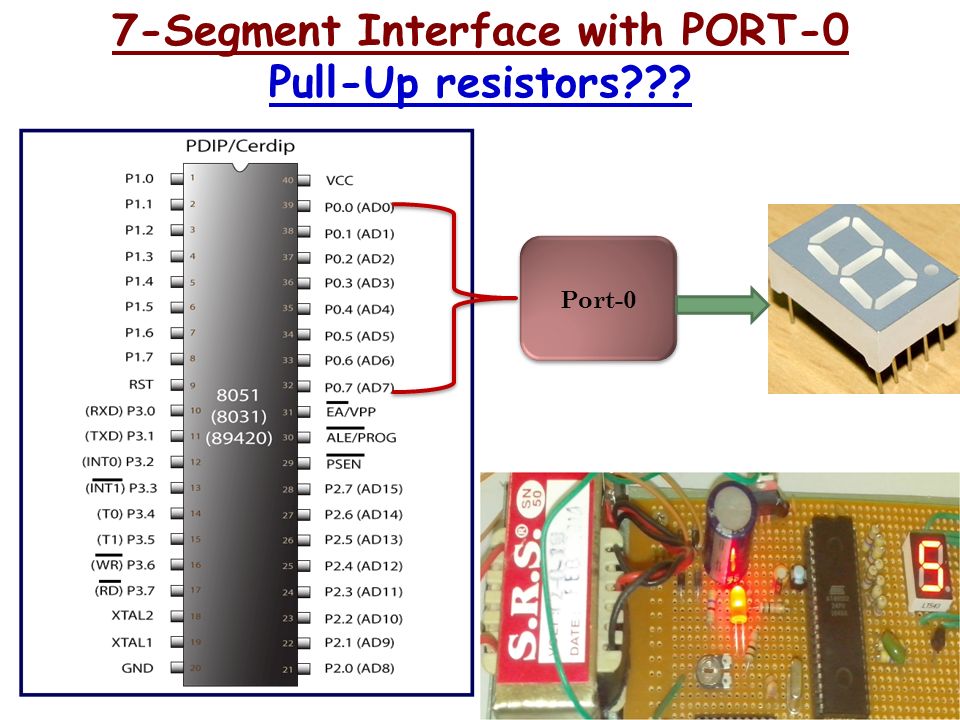 7-Segment Interface with PORT-0 Pull-Up resistors Port-0