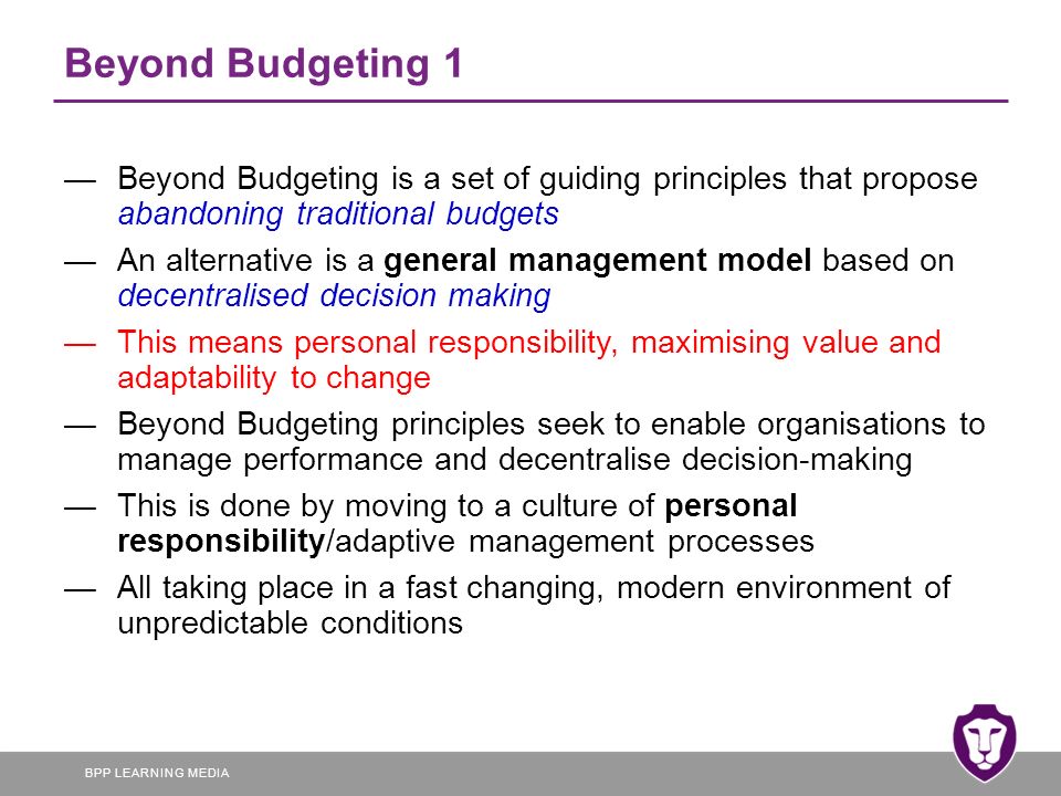 disadvantages of beyond budgeting