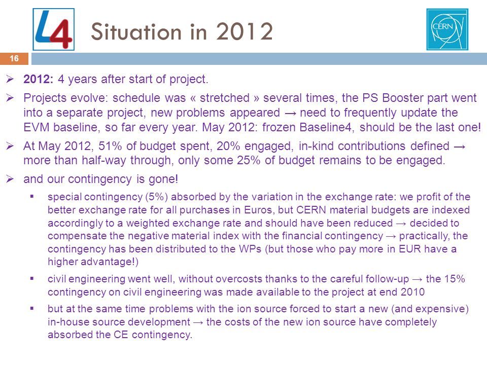 Situation in  2012: 4 years after start of project.