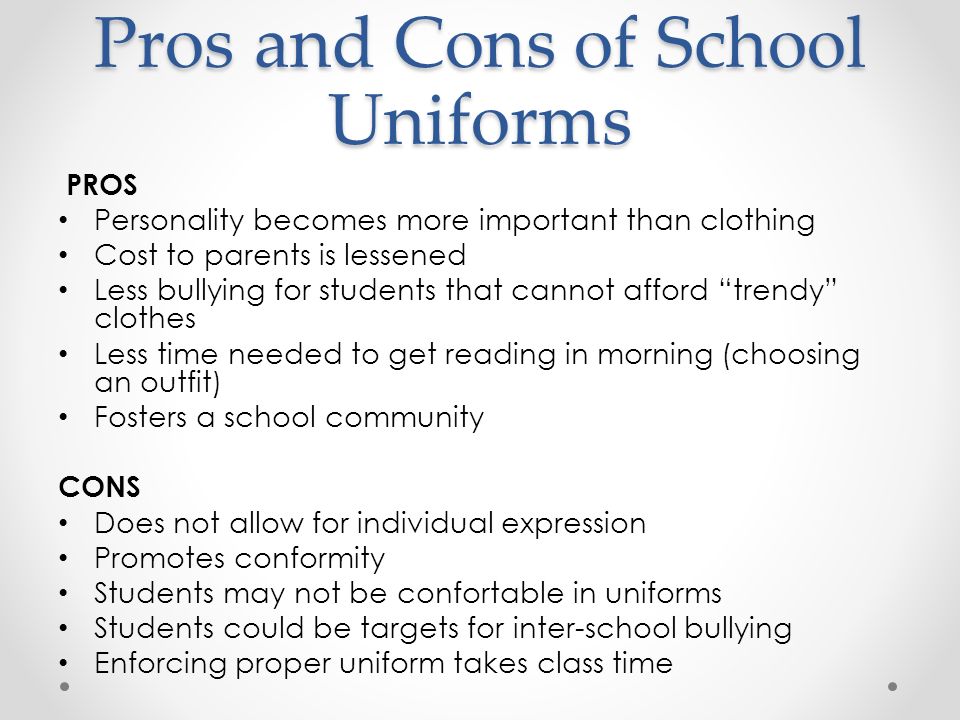 should students wear uniforms pros and cons