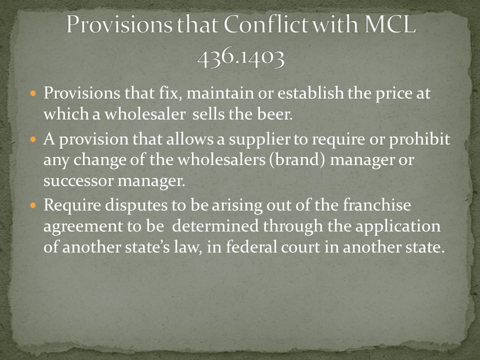Provisions that fix, maintain or establish the price at which a wholesaler sells the beer.