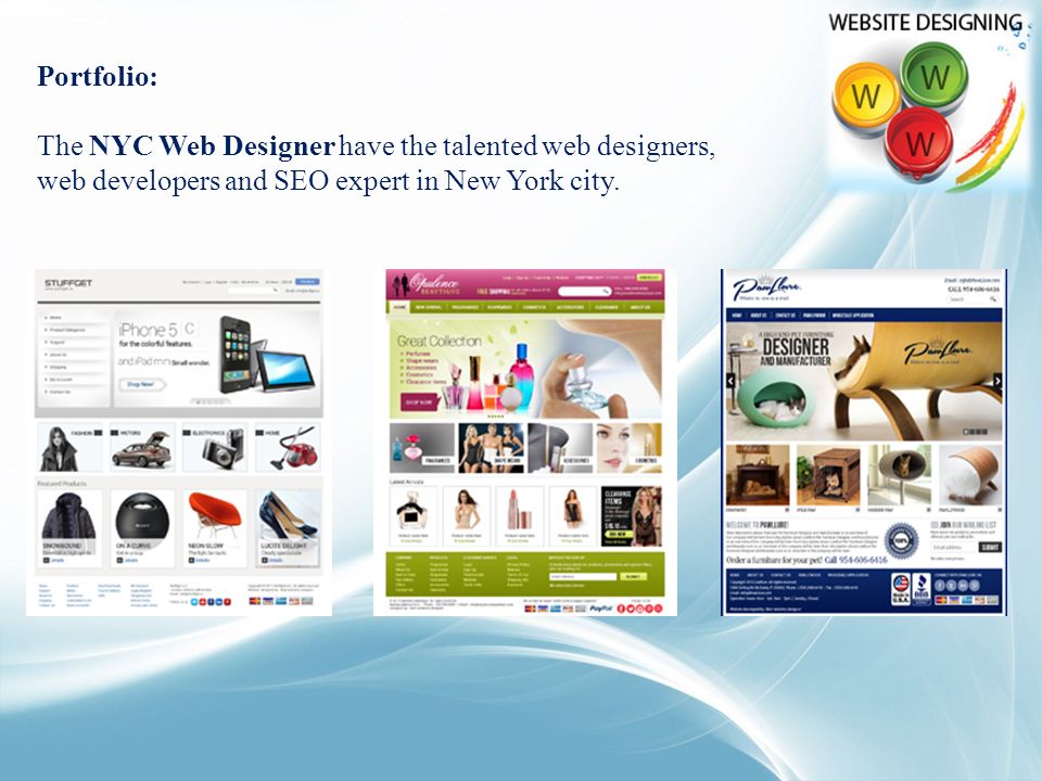 Portfolio: The NYC Web Designer have the talented web designers, web developers and SEO expert in New York city.