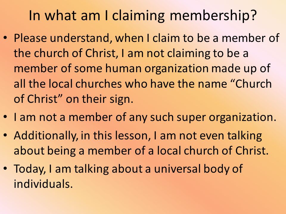 In what am I claiming membership.