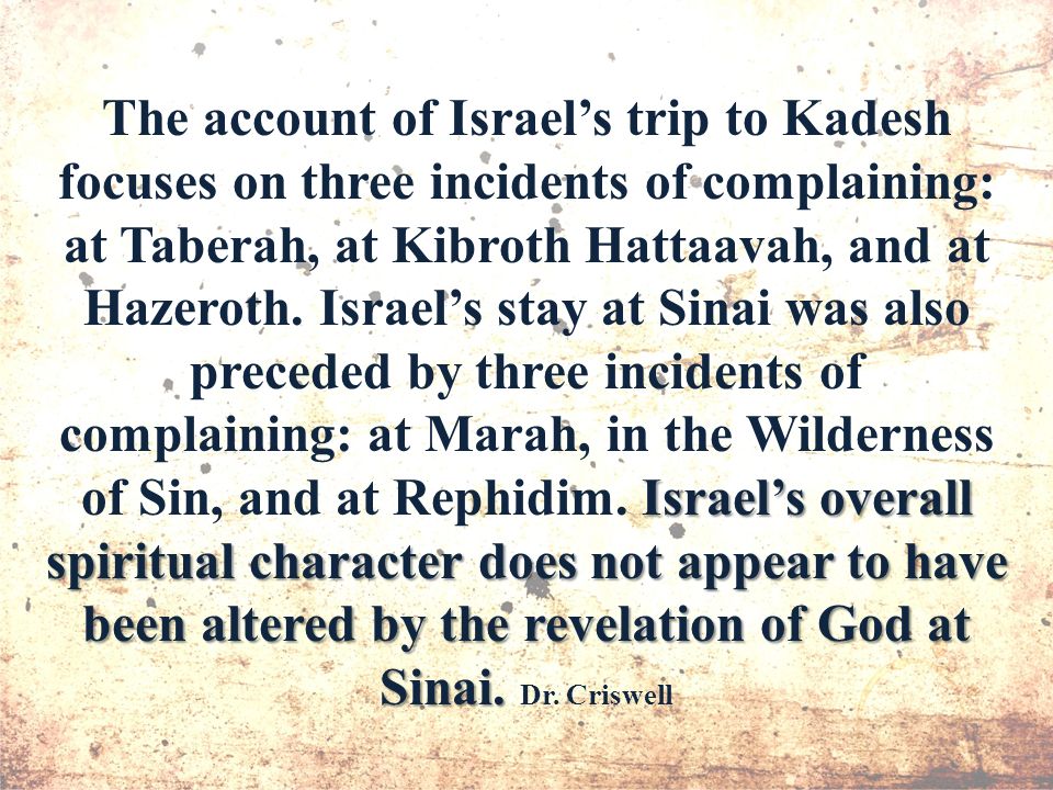 Israel’s overall spiritual character does not appear to have been altered by the revelation of God at Sinai.